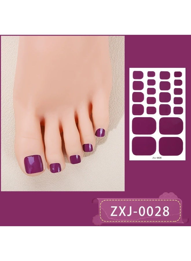 Solid Color Toe Nail Wraps – Waterproof Pedicure Stickers – 22 Strips + File & Stick – Easy DIY