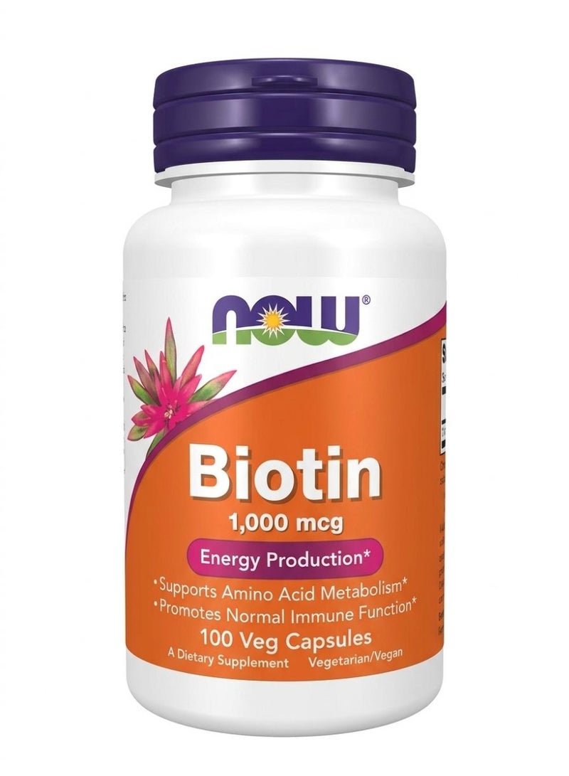 Biotin 1000 mcg Diatery Supplement - 100 Capsules