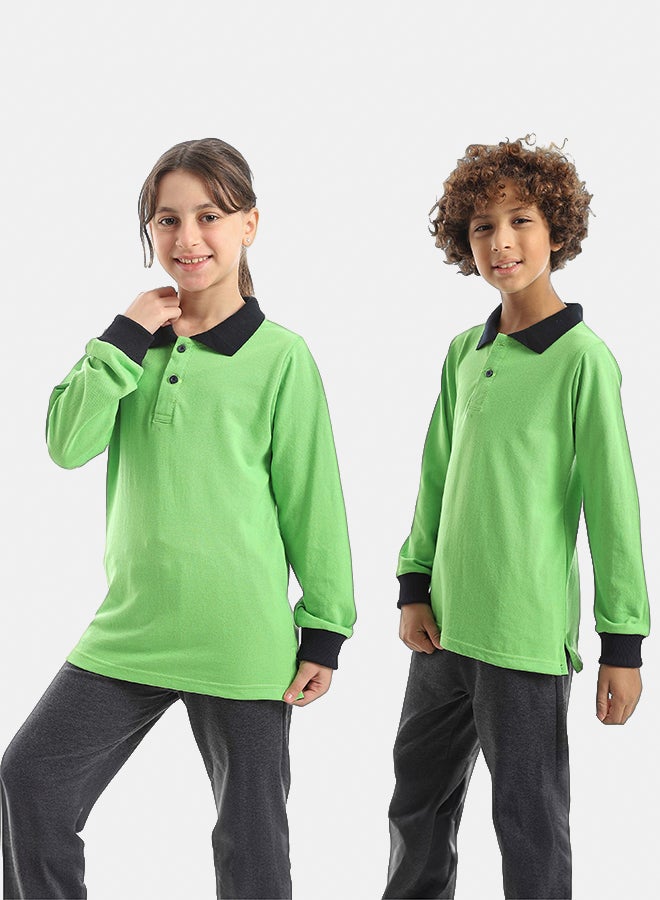Red Circle Long sleeve polo t-shirt Kids Unisex - Image 3