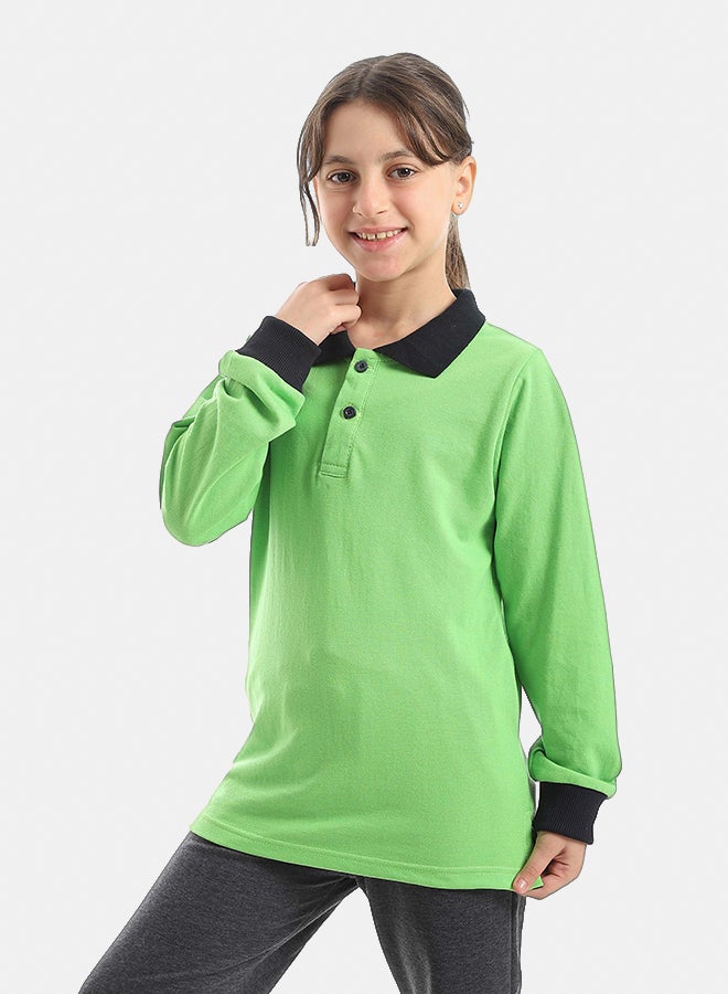Red Circle Long sleeve polo t-shirt Kids Unisex - Image 4