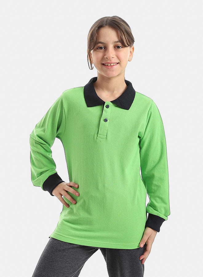 Red Circle Long sleeve polo t-shirt Kids Unisex - Image 2
