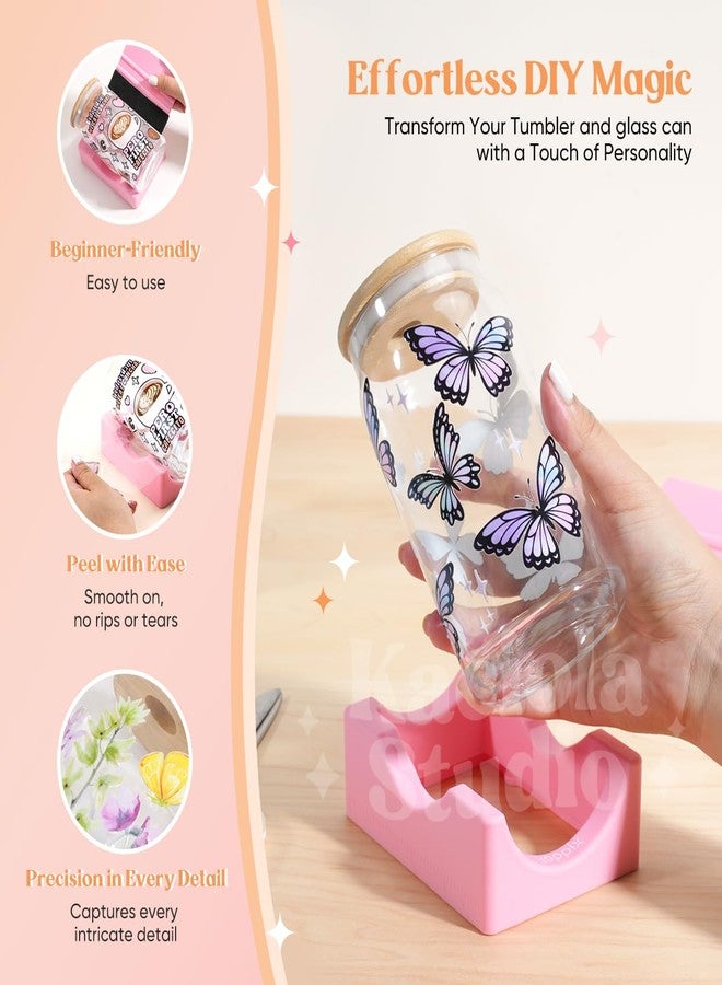 Kaciola UV DTF Cup Wraps for 16 oz-10 Sheets Cherry Bow Theme UV Stickers, 1 Sheet Mysterious Pattern UV DTF Transfer and Cleaning Kit, Rub on Transfers Stickers for 16 oz Libbey Glasses Crafting - Image 3
