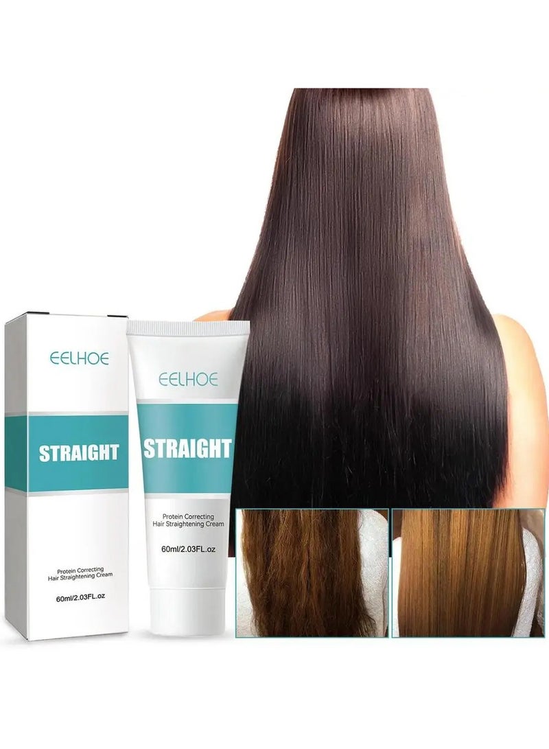 EELHOE New Upgrade Protein Correcting Hair Straightening Cream - Silk & Gloss Hair Straightening Cream, Nourishing Fast Smoothing Collagen Hair Straightener Cream for All Hair Types - Image 2