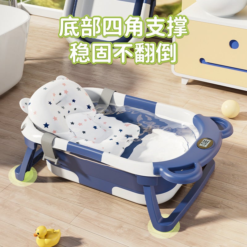 Baby Temperature-Sensing Intelligent Foldable Children'S Bath Tub Household Newborn Baby Bath Tub Sitting And Lying Baby Bath Tub - Image 5