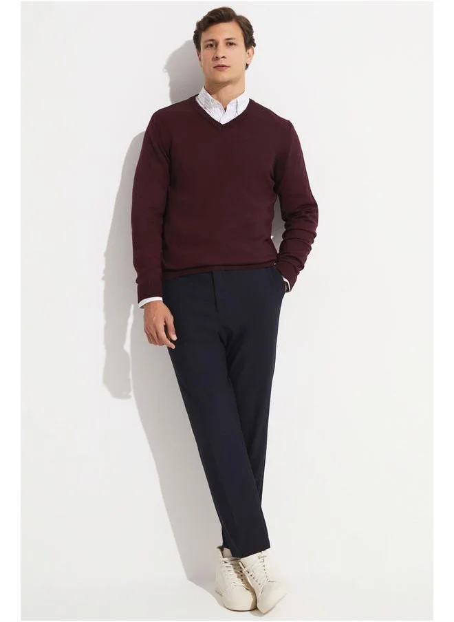 JUNE June Men V-Neck Knitwear Sweater Plum