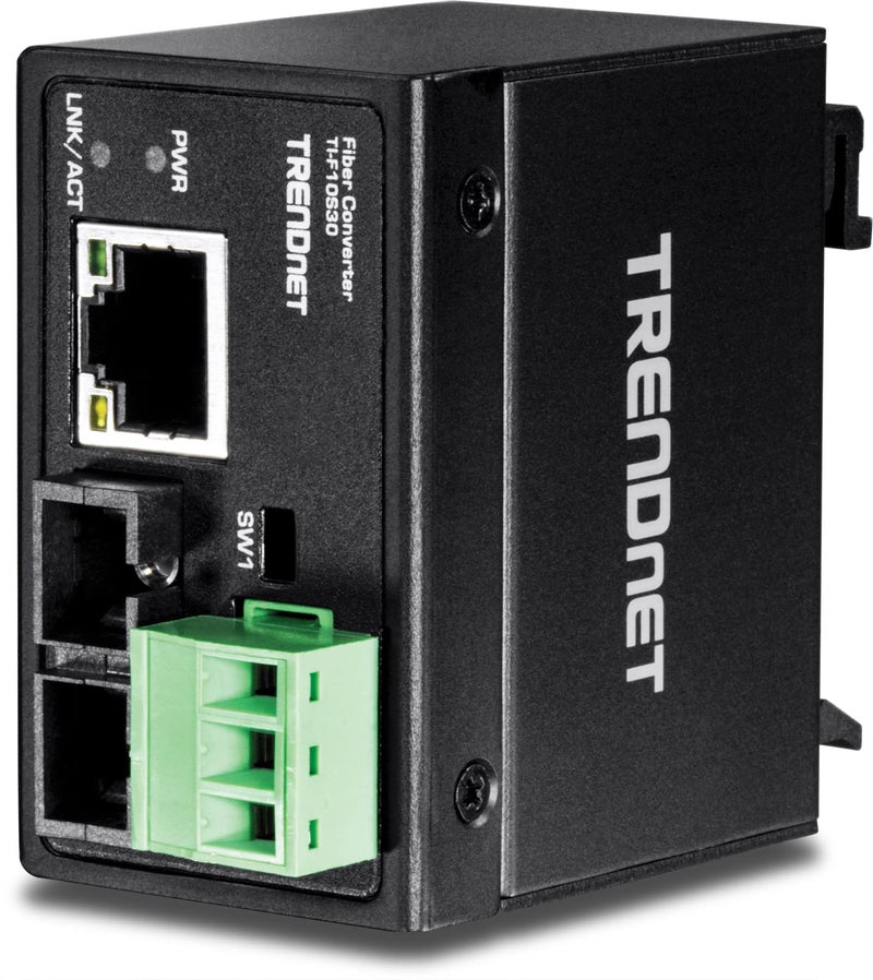 TRENDnet Hardened Industrial 100BaseFX SingleMode SC Fiber Converter 30 km 186 Miles IP40 Rated Housing TIF10S30Lifetime ProtectionBlack - Image 2