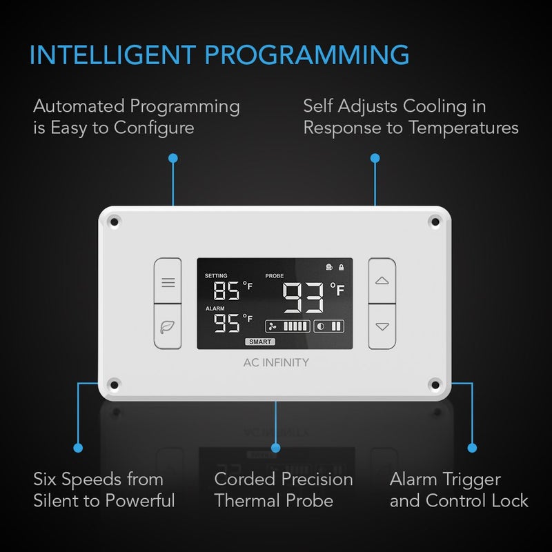 AC Infinity AC Infinity AIRPLATE T8 White, Quiet Cooling Dual-Fan System 6" with Thermostat Control, for Home Theater AV Cabinets  - Image 3