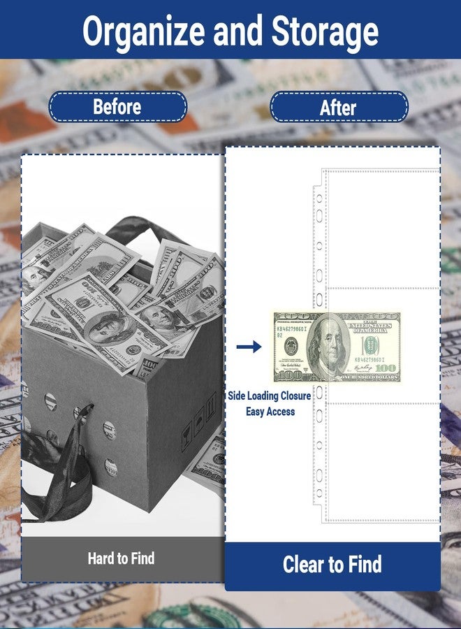 ENPOINT 180 Pockets Acid Free Currency Sleeves, 30 Pack Dollar Bill Sleeves for Collecting Cash, Banknotes or Coupons, Fit for 3 Ring Binder Currency Album, Non Stick and Non Glare - Image 5
