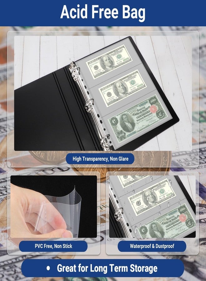 ENPOINT 180 Pockets Acid Free Currency Sleeves, 30 Pack Dollar Bill Sleeves for Collecting Cash, Banknotes or Coupons, Fit for 3 Ring Binder Currency Album, Non Stick and Non Glare - Image 3