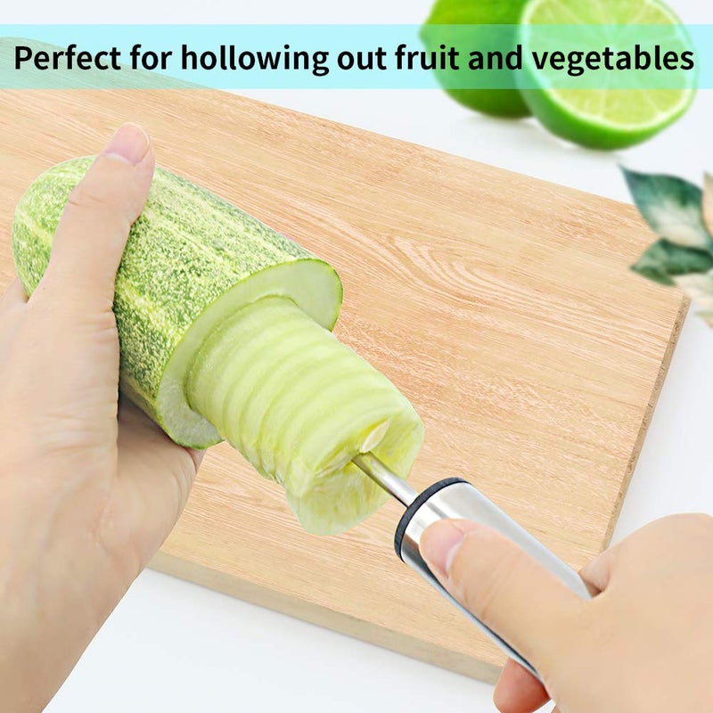 Newness Focus on Stainless Steel Newness Vegetable Corer, [Multi-Purpose, Sharp Blade] Veggie Corer Drill Fruit Corer with Ergonomic Anti-Slip Handle, 4 Sizes Veggie Drill for Coring and Hollowing out Zucchini, Potatoes, Carrot  - Image 4