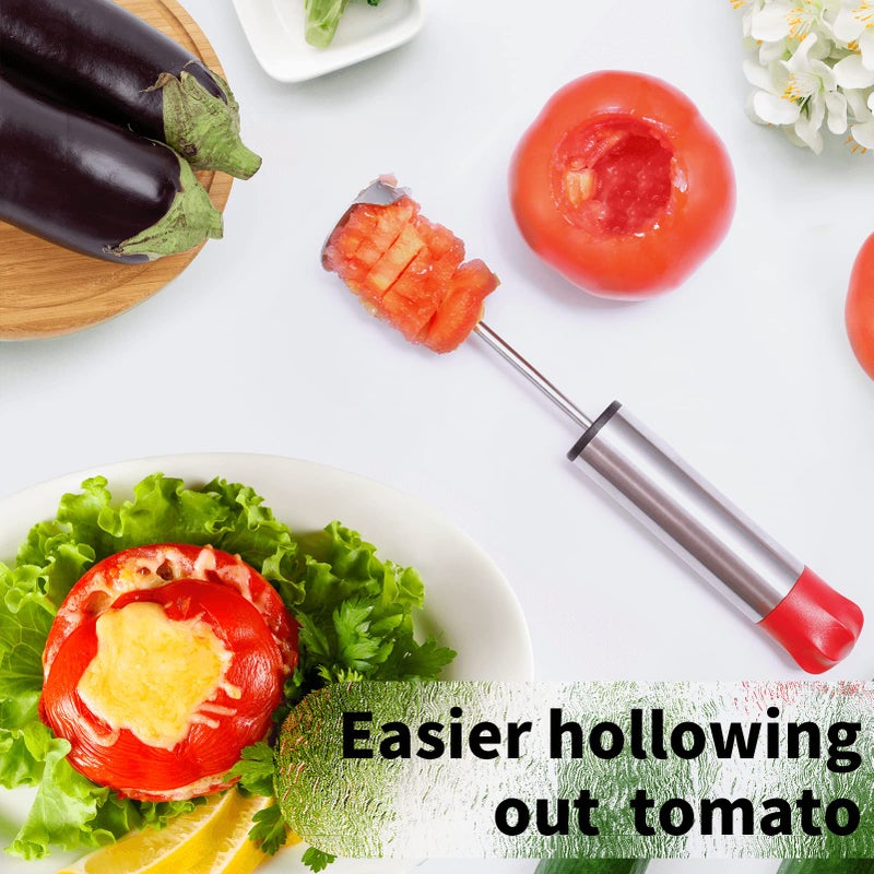 Newness Focus on Stainless Steel Newness Vegetable Corer, [Multi-Purpose, Sharp Blade] Veggie Corer Drill Fruit Corer with Ergonomic Anti-Slip Handle, 4 Sizes Veggie Drill for Coring and Hollowing out Zucchini, Potatoes, Carrot  - Image 3