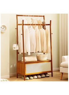 HXDream Coat Rack Stand,Clothing Garment Rack,Clothes Rail Stand With Storage Basket,For hanging clothes and storing pillows,quilt covers  - Image 1