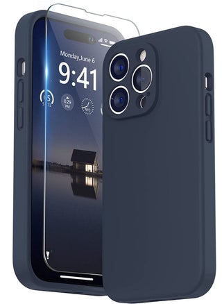 Designed for iPhone 14 Pro Max Case with Screen Protector, (with Camera Protection + Soft Microfiber Lining) Liquid Silicone Phone Case, Midnight Blue - pzsku/Z6AAFA7EDEDA752FDC07DZ/45/_/1672747653/6de54bfa-90ed-40e7-b1c4-b41ad1406213