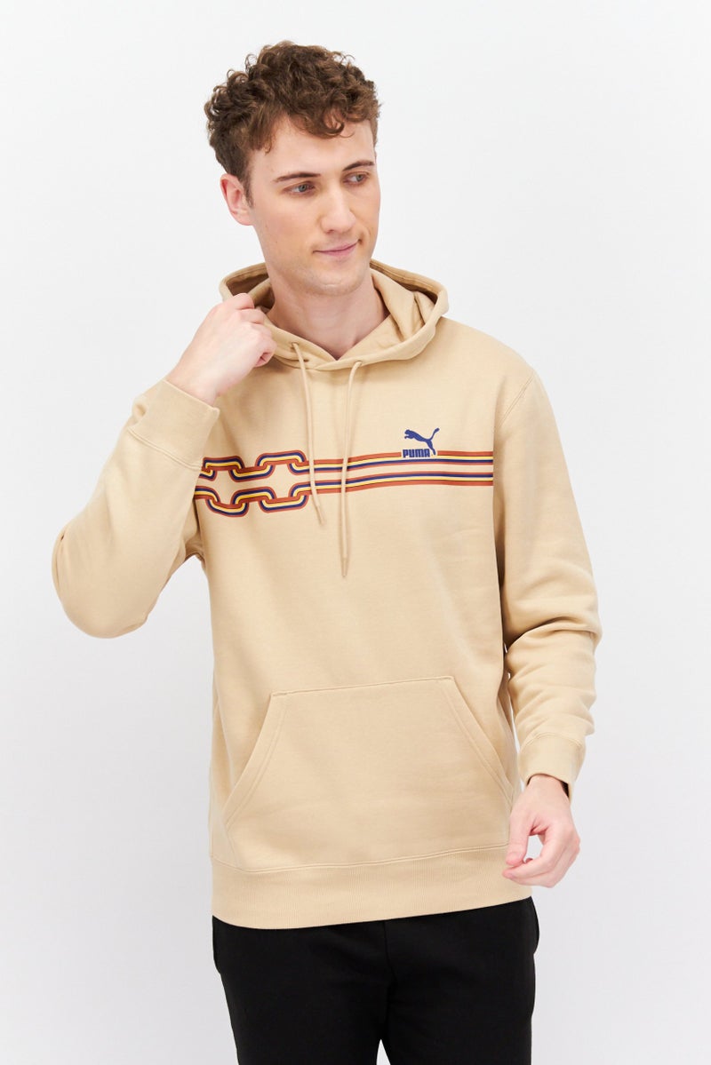 PUMA Men Sportswear Fit Hooded Long Sleeve Outdoor Sweatshirt, Tan  - Image 1