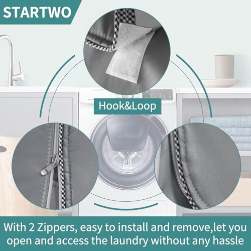 STARTWO Washer/Dryer Cover,Washer and Dryer Covers，Washine Machine Cover for Waterproof and Dustproof Thickening Front-Loading Machine（Gray-2Pack） - Image 3