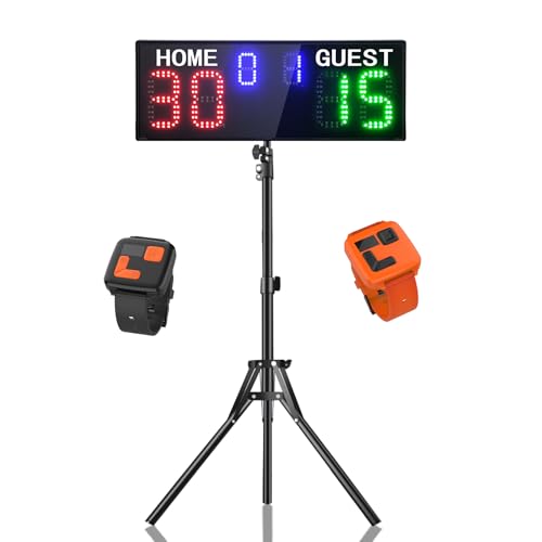 YZ LED Electronic Scoreboard with Watch Control Digital Scoreboard with Remote Portable Scoreboard Basketball Digital Tennis Score Keeper for Net Adjustable Tripod for Outdoor Games - Image 1