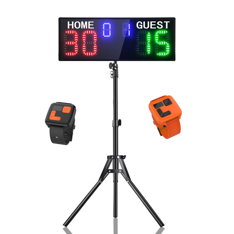 YZ LED Electronic Scoreboard with Watch Control Digital Scoreboard with Remote Portable Scoreboard Basketball Digital Tennis Score Keeper for Net Adjustable Tripod for Outdoor Games - Image 2