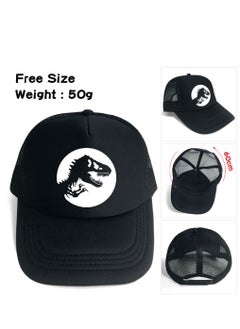 Peaked Cap with Tyrannosaurus Rex Dinosaur Pattern Adjustable Breathable Black