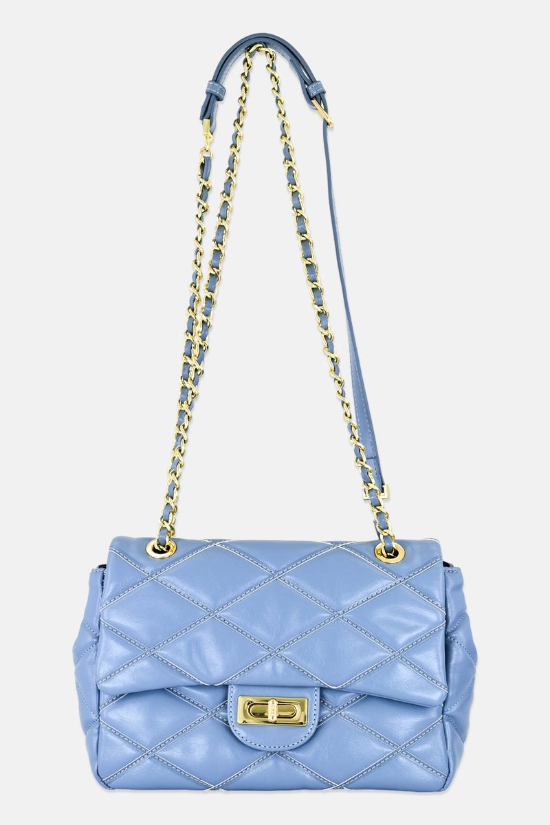 bebe حقيبة كتف مبطنة للنساء 25 سم طول x 18 سم ارتفاع x 10 سم عرض، أزرق فاتح - Image 1