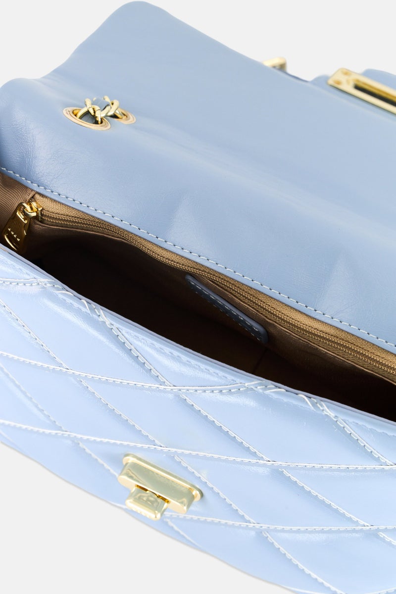 bebe حقيبة كتف مبطنة للنساء 25 سم طول x 18 سم ارتفاع x 10 سم عرض، أزرق فاتح - Image 3