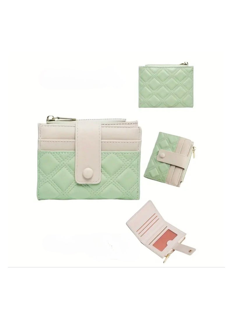 ديبولار محفظة نسائية جلدية قصيرة محفظة ثنائية الطي Rpid محفظة حامل بطاقة الائتمان منظم مع جيب بسحاب محفظة صغيرة للسيدات - Image 2