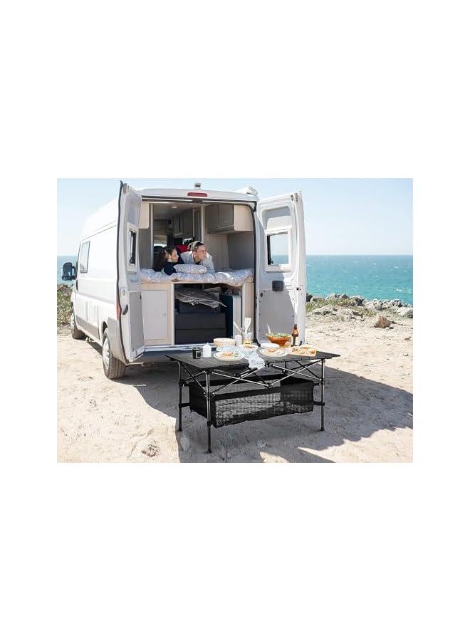 promassCamping Table That Fold up Lightweight, Aluminum Folding Table Roll Up Table with Easy Carrying Bag for Indoor, Outdoor, Camping, Backyard, BBQ, Party, Patio, Beach, Picnic - Image 3