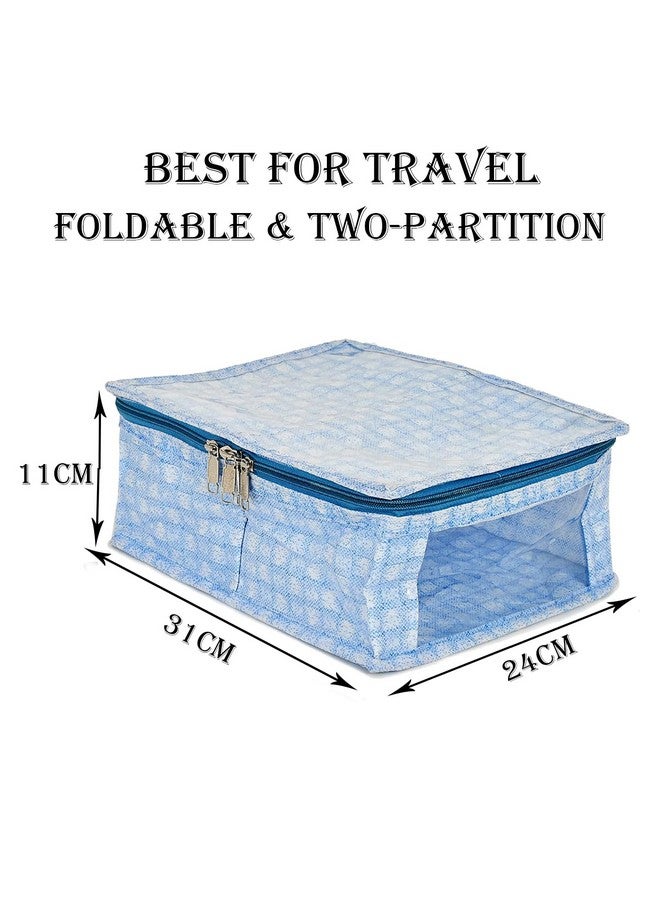 Kuber Industries Kuber Industries Under Garment Kit | PVC Coated Check Design Innerwear Bag | Two Partition UG Kit for Man & Woman | Travel Toiletry Kit with Transparent View | Pack of 2 | Blue - Image 3