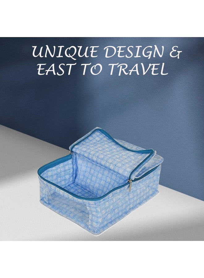 Kuber Industries Kuber Industries Under Garment Kit | PVC Coated Check Design Innerwear Bag | Two Partition UG Kit for Man & Woman | Travel Toiletry Kit with Transparent View | Pack of 2 | Blue - Image 2
