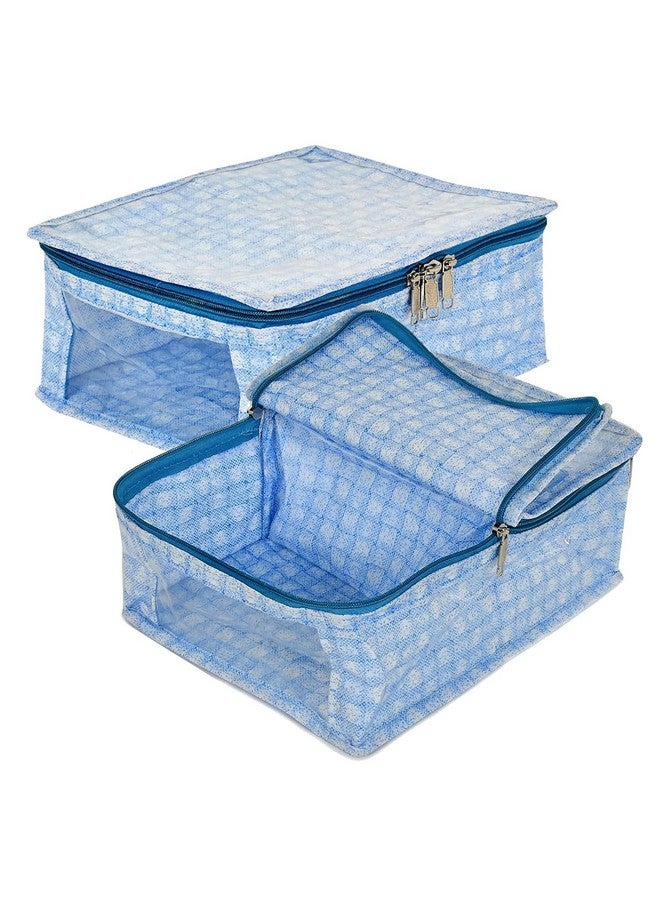 Kuber Industries Kuber Industries Under Garment Kit | PVC Coated Check Design Innerwear Bag | Two Partition UG Kit for Man & Woman | Travel Toiletry Kit with Transparent View | Pack of 2 | Blue - Image 1