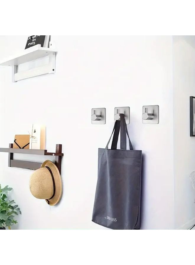 4 قطع من خطافات المناشف الفولاذية المقاومة للصدأ الثقيلة والمقاومة للماء والمثبتة على الحائط، ذات لون فضي، سهلة التركيب، لتنظيم الحمام وغرفة النوم - Image 3
