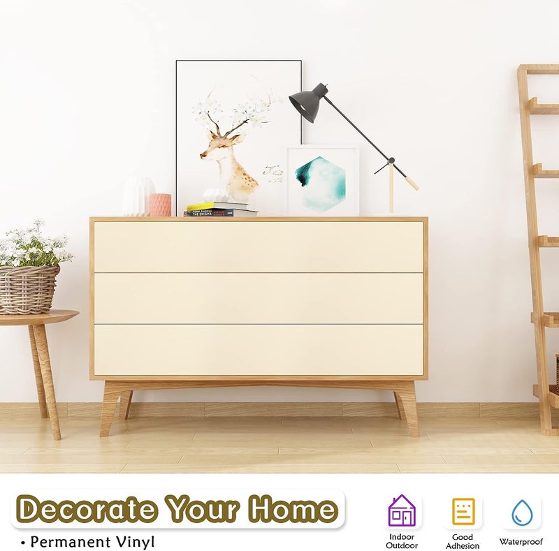 WRAPXPERT فينيل أبيض عاجي دائم 12 بوصة × 10 أقدام، فينيل كريمي لـ Cricut، لفة فينيل لاصق كريمي غير لامع ساتان لـ Cricut وSilhouette - Image 3