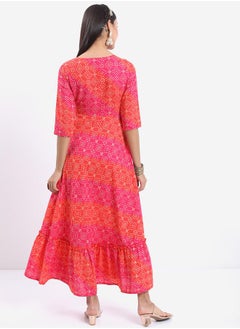 Ketch All Over Print 3/4 Sleeves A-Line Maxi Dress by Styli  - Image 3