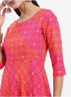 Ketch All Over Print 3/4 Sleeves A-Line Maxi Dress by Styli  - Image 5