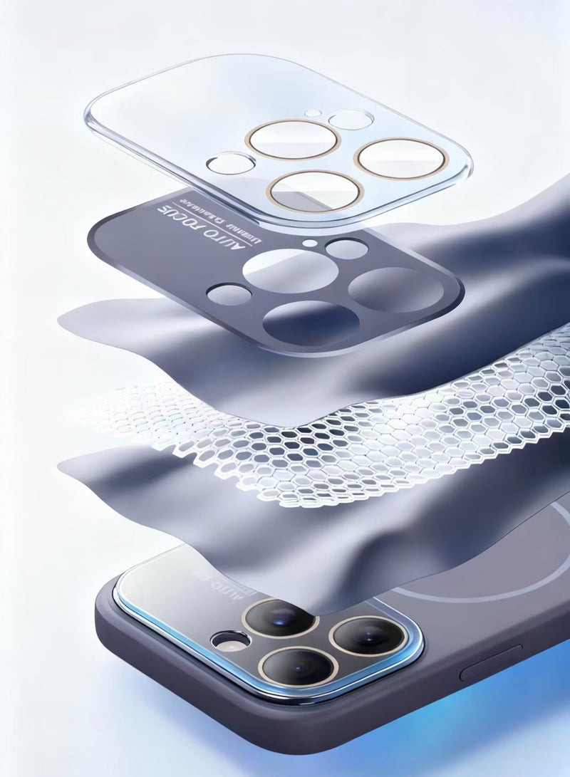 غطاء آيفون 17 Pro Max المغناطيسي، متوافق مع ماج سيف، مقاوم للسقوط، مقاوم للخدوش، مضاد للاصفرار مع حماية مزدوجة، غطاء واقي من السيليكون الناعم المضاد للصدمات - باللون الرمادي الفاتح - Image 4