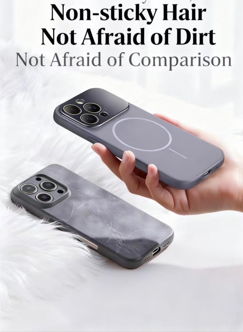 غطاء آيفون 17 Pro Max المغناطيسي، متوافق مع ماج سيف، مقاوم للسقوط، مقاوم للخدوش، مضاد للاصفرار مع حماية مزدوجة، غطاء واقي من السيليكون الناعم المضاد للصدمات - باللون الرمادي الفاتح - Image 5