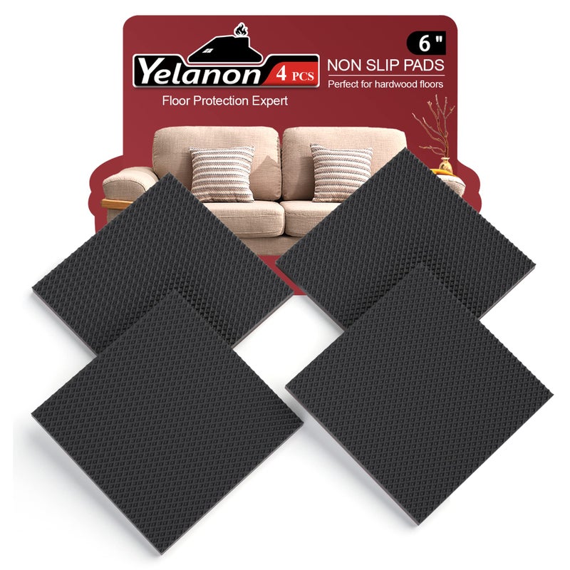 Yelanon Non Slip Furniture Pads 4pcs 6 Furniture Grippers Hardwood Floors Non Skid for Furniture LegsSelf Adhesive Rubber Furniture Feet Anti Slide Floors Protectors for Keep Couch Stoppers