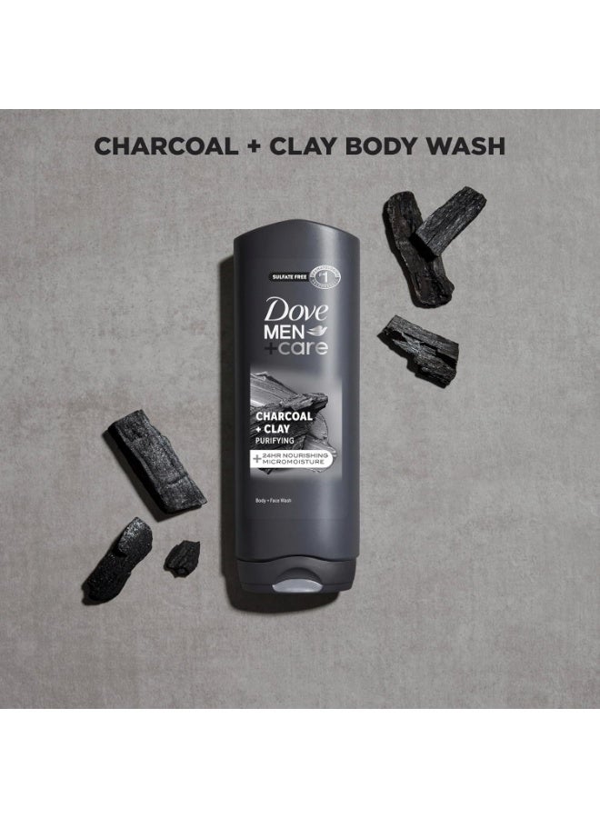 Dove Men+Care Dove Men + Care  Elements Body Wash Charcoal + Clay, Effectively Washes Away Bacteria While Nourishing Your Skin, Gray, 532ml - Image 2
