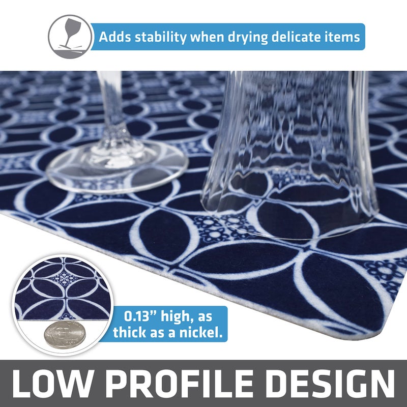Drymate Jumbo XL Dish Drying Mat (19â€x24â€), Low-Profile, Super Absorbent, Quick Dry Fabric, Waterproof & Slip-Resistant, for Kitchen Counter, Trimmable, Easy to Clean (USA Made)(Indigo) - Image 4