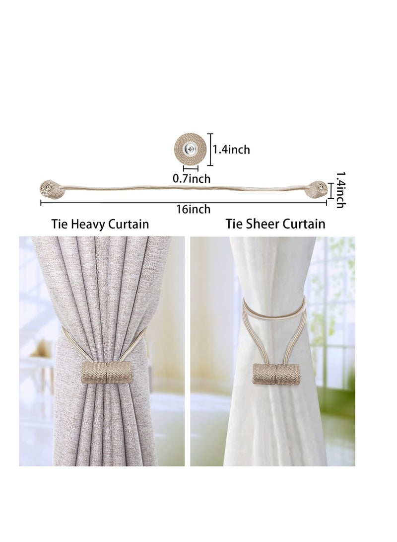 SYOSI Magnetic Curtain Tiebacks Clips, 4Pcs Curtain Holdbacks, Decorrative Drapery Rope Tie Backs, for Home Office Decorative Blackout Sheer Twist Curtain Window Decor - Image 4
