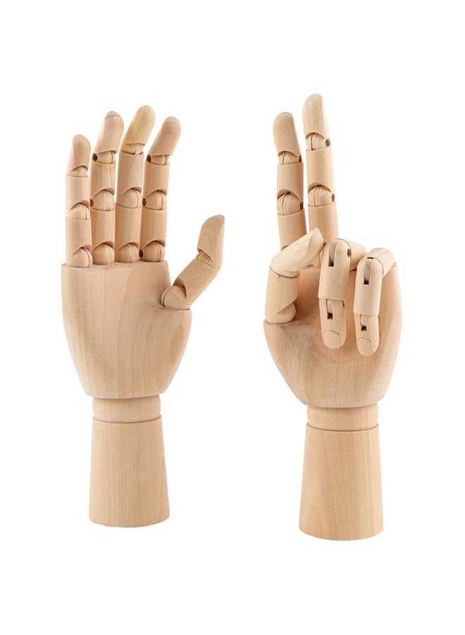 AUEAR , 2 Pack 7 Inch Wooden Mannequin Right Left Flexible Wood Hand Model Hand Drawing Figure Artist Manikin Hand Models for Art Drawing Sketching Display - Image 1