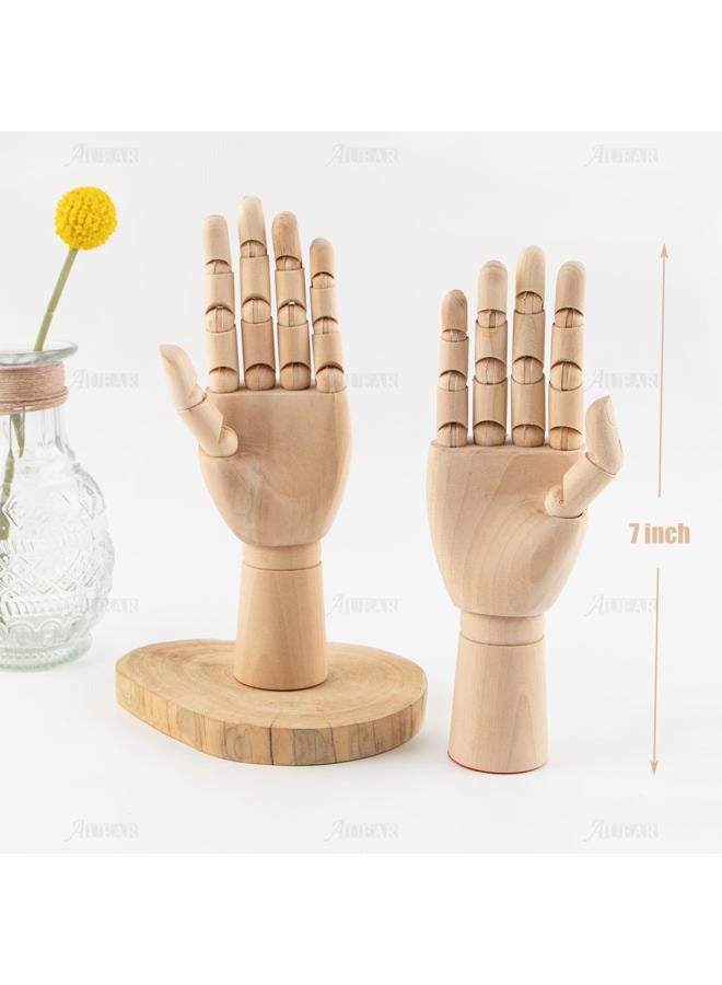 AUEAR , 2 Pack 7 Inch Wooden Mannequin Right Left Flexible Wood Hand Model Hand Drawing Figure Artist Manikin Hand Models for Art Drawing Sketching Display - Image 2