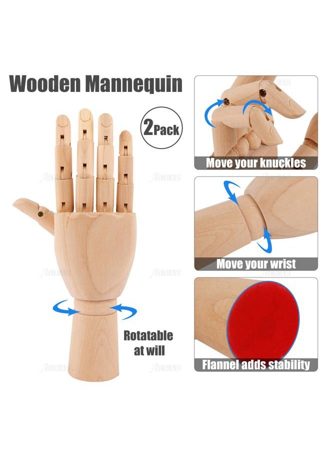 AUEAR , 2 Pack 7 Inch Wooden Mannequin Right Left Flexible Wood Hand Model Hand Drawing Figure Artist Manikin Hand Models for Art Drawing Sketching Display - Image 3