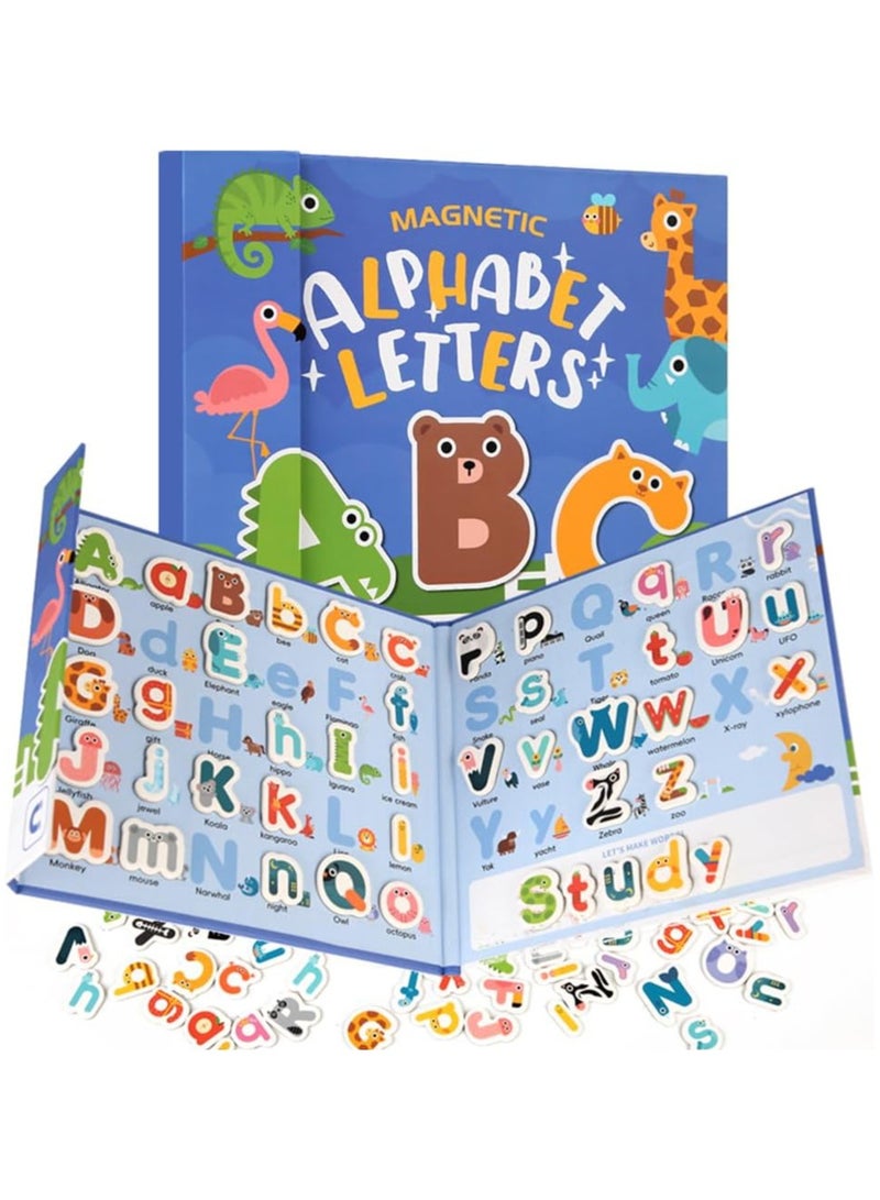 Magnetic English Letters Alphabet Card ABC Magnets Uppercase Lowercase Letters Matching Puzzle Book Educational Preschool Learning Spelling Games Toy for Toddlers Kids 3+ Years Old - Image 1