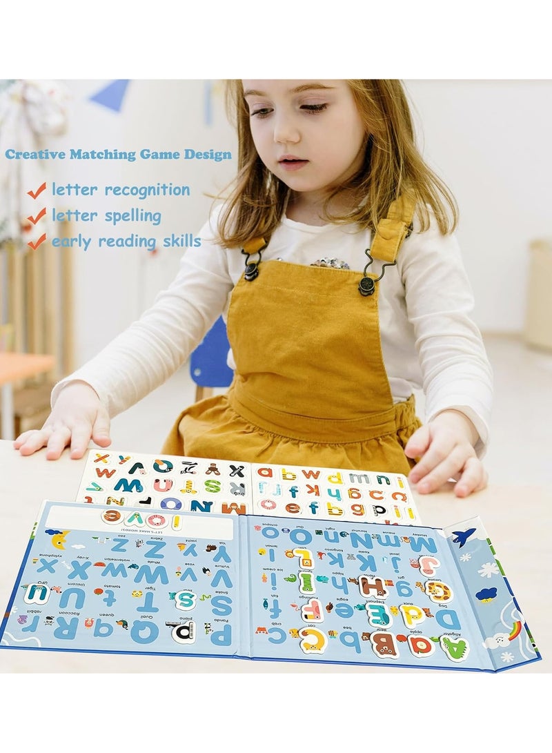 Magnetic English Letters Alphabet Card ABC Magnets Uppercase Lowercase Letters Matching Puzzle Book Educational Preschool Learning Spelling Games Toy for Toddlers Kids 3+ Years Old - Image 2