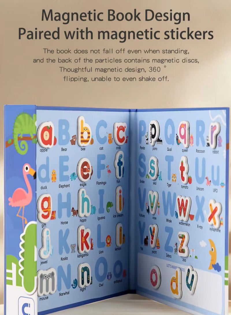 Magnetic English Letters Alphabet Card ABC Magnets Uppercase Lowercase Letters Matching Puzzle Book Educational Preschool Learning Spelling Games Toy for Toddlers Kids 3+ Years Old - Image 3