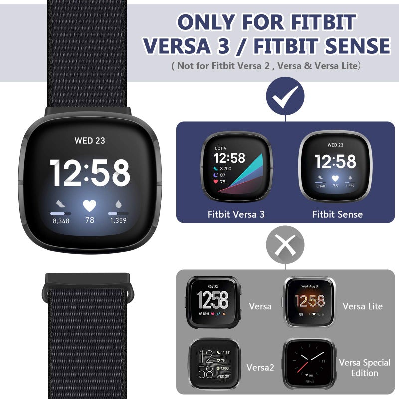 AVOD Nylon Bands Compatible with Fitbit Versa 4/Sense 2/Versa 3/Fitbit Sense, Soft Breathable Sport Adjustable Replacement Strap Women Man Wristband Accessories - Image 4