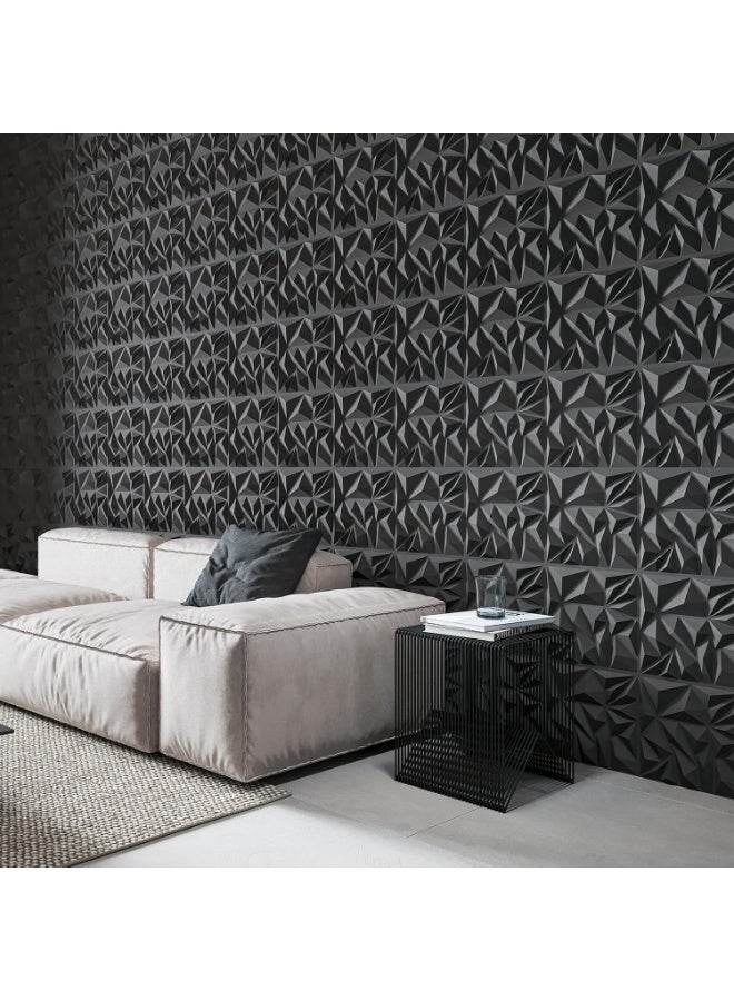 تيوكس عبوة من 20 لوحة حائط ثلاثية الأبعاد للديكور الداخلي، لوحة حائط عصرية مزخرفة بنقشة ماسية لخلفية جدار التلفزيون في غرفة المعيشة للألعاب، 12 × 12 بوصة باللون الأسود - Image 2