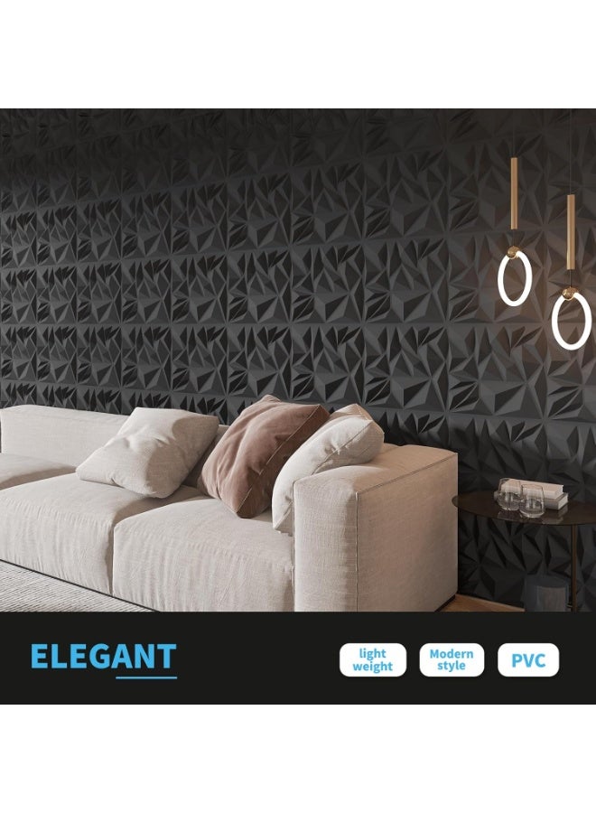 تيوكس عبوة من 20 لوحة حائط ثلاثية الأبعاد للديكور الداخلي، لوحة حائط عصرية مزخرفة بنقشة ماسية لخلفية جدار التلفزيون في غرفة المعيشة للألعاب، 12 × 12 بوصة باللون الأسود - Image 3