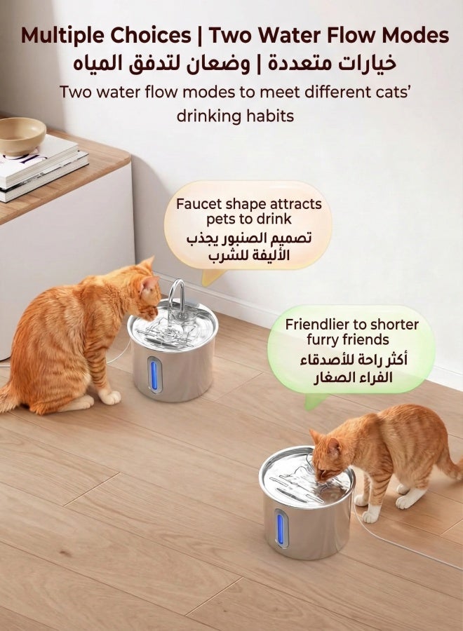 نورتك نافورة مياه أوتوماتيكية للقطط بسعة 2.2 لتر، نافورة شرب صامتة للحيوانات الأليفة مزودة بـ 4 فلاتر، وإضاءة LED، ومؤشر لمستوى الماء. - Image 4