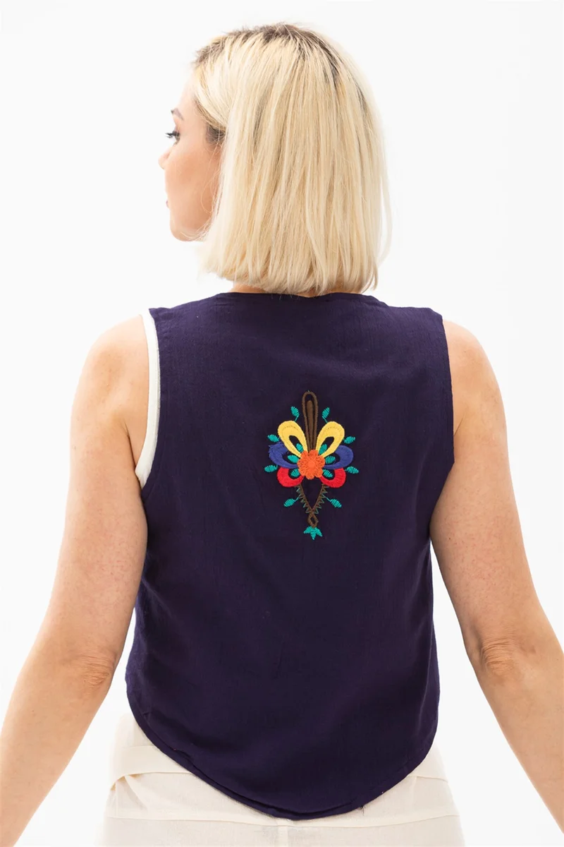 اليش شيل بيزي Embroidered Şile Cloth Vest Purple Purple